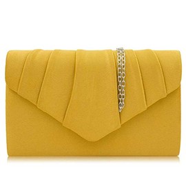 Fioeyr Womens Ladies Satin Suede Velvet Pleated Envelope Party Prom Clutch Bag Clutch Evening Bags Purse Handbag