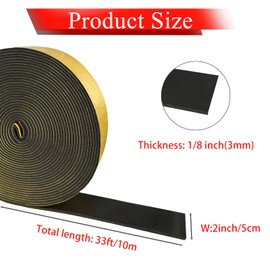 Foam Pipe Insulation Tape 2 Inch x 33 Feet, Self Adhesive Pipe Insulation Wrap Foam Tape 1/8 Inch Thick, AC Line Insulation Tube Cover for HVAC, Indoor and Outdoor Pipes, Protection