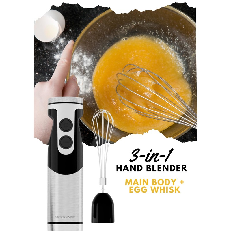 Megawise High-Power Hand Blender – 400W Max Power with Versatile