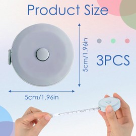 3 Pcs Cinta Medición, 150CM/60inch Legibilidad a Doble Cara, Cinta Métrica Retráctil para Medición Con Métrica Y En Pulgadas,Cinta de Costura para Medir la Caderas Brazos Costura, Hacer Manualidades