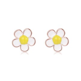 SLUYNZ Solid 925 Sterling Silver Plumeria Flower Stud Earrings for Women Teens White Flower Stud Earrings Spring