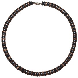 Native Treasure 19" Mens and Womens Tropical Summer Beach Surfer Necklace From the Philippines, Black and Brown Coconut Beads