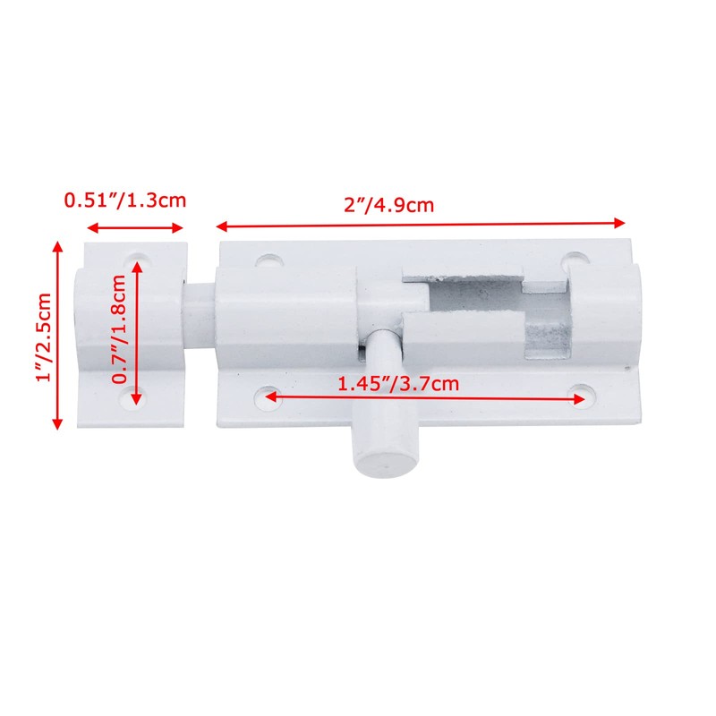 Bitray 2-inch Slide Bolt Latch White Slide Locks for Inside