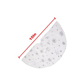 Christmas Tree Skirt Decoration 15" Mini Plush White Faux Fur with Silvery Sequin Snowflake Xmas Tree Skirt Deco for Merry Christmas Party Holiday Deco