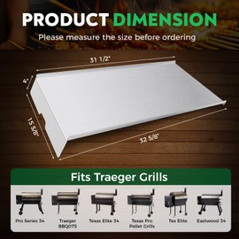 Wanchao BCA006 Stainless Steel Large Drip Pan Replacement for Traeger 34 Series,Eastwood 34, 32.5" 15.75" Drip Tray Heat Baffle for Newer Tex,Tex Elite Pellet Smoker Grills
