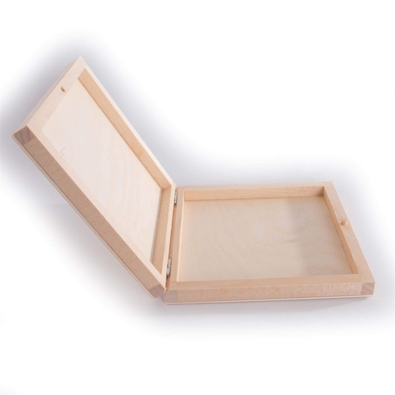 Small Square Decorative Wooden Box with Lid & Bolt Closure