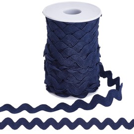 GORGECRAFT 1 Roll 25 Yards RIC Rac Trim Ribbon 0.4 inch/10mm Rick Rack Wave Sewing Bending Fringe Trim Braided Woven Fabric for Sewing Flower Making Wedding Dress Party Craft, Prussian Blue