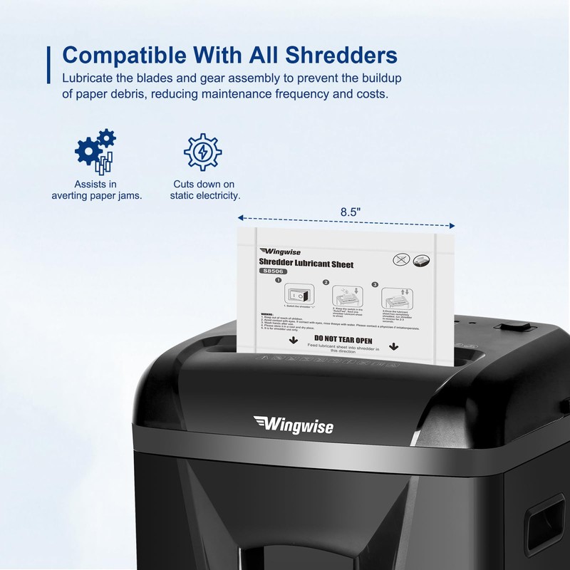 Wingwise 12-Pack Shredder Lubricant Sheets, 8.5 x 6 Inches, Sharpens