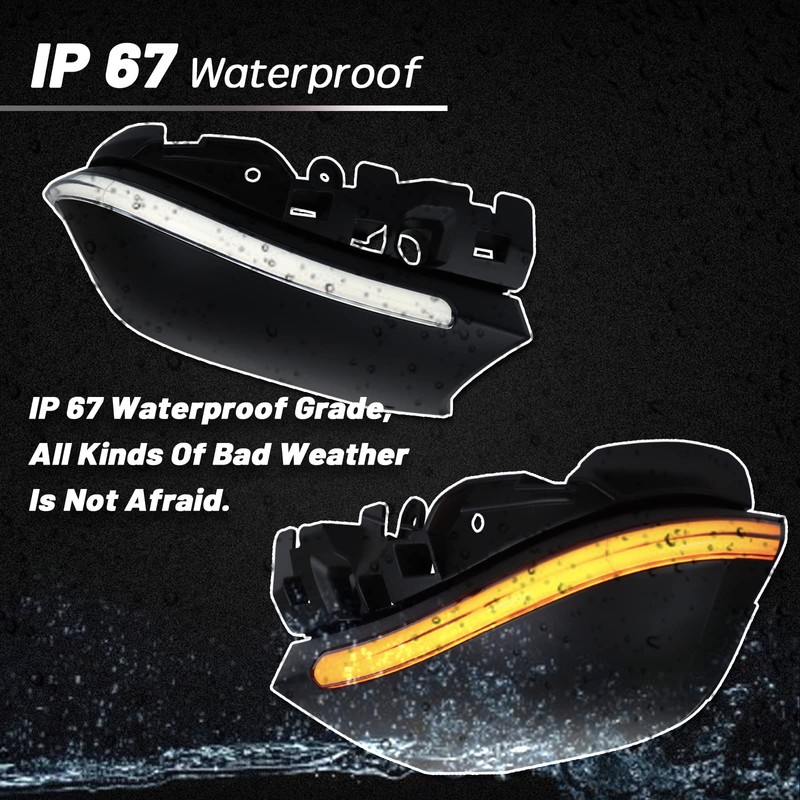 PGTOPONE Switchback White/Amber LED Side Rearview Mirror DRL Sequential Flash