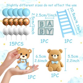 Decoración de pastel de baby shower para niño con temática de oso que apenas podemos esperar, adorables decoraciones de pastel de ducha para bebé con decoración de oso para revelar género