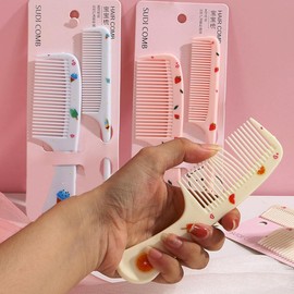 Small Cute Hair Comb,2 Piece Mini Hair Comb Set Fine Tooth Rat Tail Comb Portable Anti-Static Plastic Hairdressing Comb Gift For Wet And Dry (Blue Ice cream)