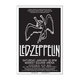 Raw Sugar Art Studio Led Zeppelin 1975 Indianapolis Concert Poster