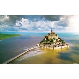 Pintoo Jigsaw Puzzles 1000 Piece for Adults - HenryDo - Aerial Photography - Mont Saint Michel Island, France Beautiful Plastic Puzzle for Home Decor Zero Dust Easy Storage [H3035]