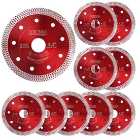 10Pcs Diamond Saw Blades, 4-1/2" Diamond Blade for Angle Grinder Tile, Super Thin Tile Cutting Blade for Cutting Porcelain Ceramic Granite Marble Tile.