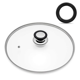 Tapa de vidrio templado con mango resistente al calor, 24 cm, transparente