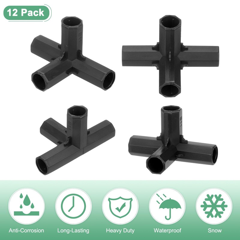 M METERXITY 12 Pcs 11mm Greenhouse Frame Building Connectors, 4