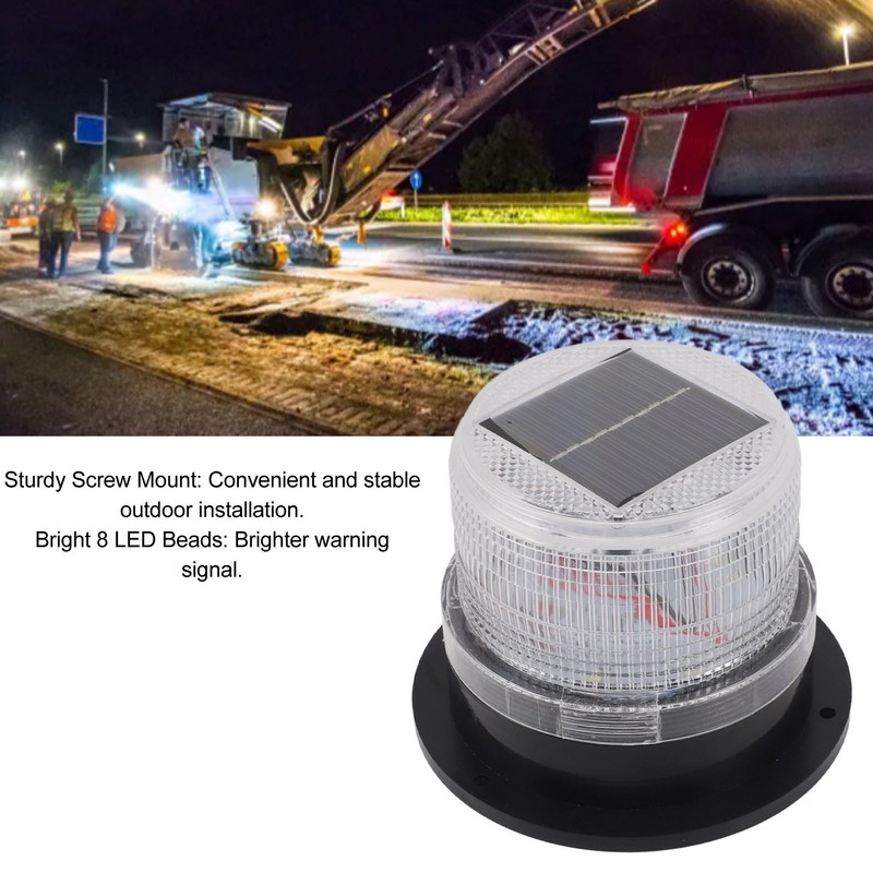 Solar Strobe Warning Safety Flashing Light Waterproof LED Emergency Warning