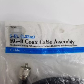 RadioShack Radio Shack RG-8 Coax Cable Assembly 5' 278-969 Tandy Wire & Cable 13 AWG 50 ohm