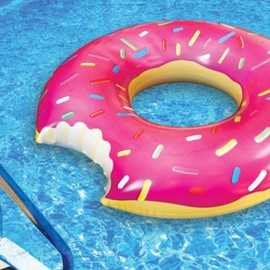 LND Gifts 42" Swim Ring Pool Inflatables Available In Pink Donut Design Or Brown, One Supplied, 107cm Swim Ring For Older Children And Adults, Boys & Girls Pool Float Suitable For Age 10+ (Pink)