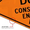 Slow Down Construction Entrance Ahead Sign, 12x12 Inches, Rust Free