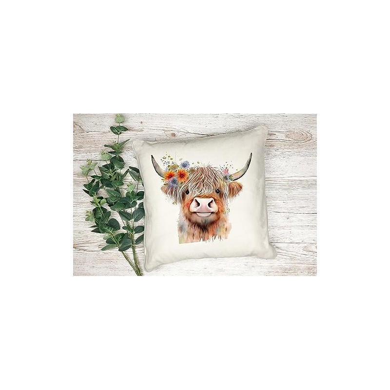 Anonymous Gifting Highland Cow Printed Cushion Cover - 40x40cm -