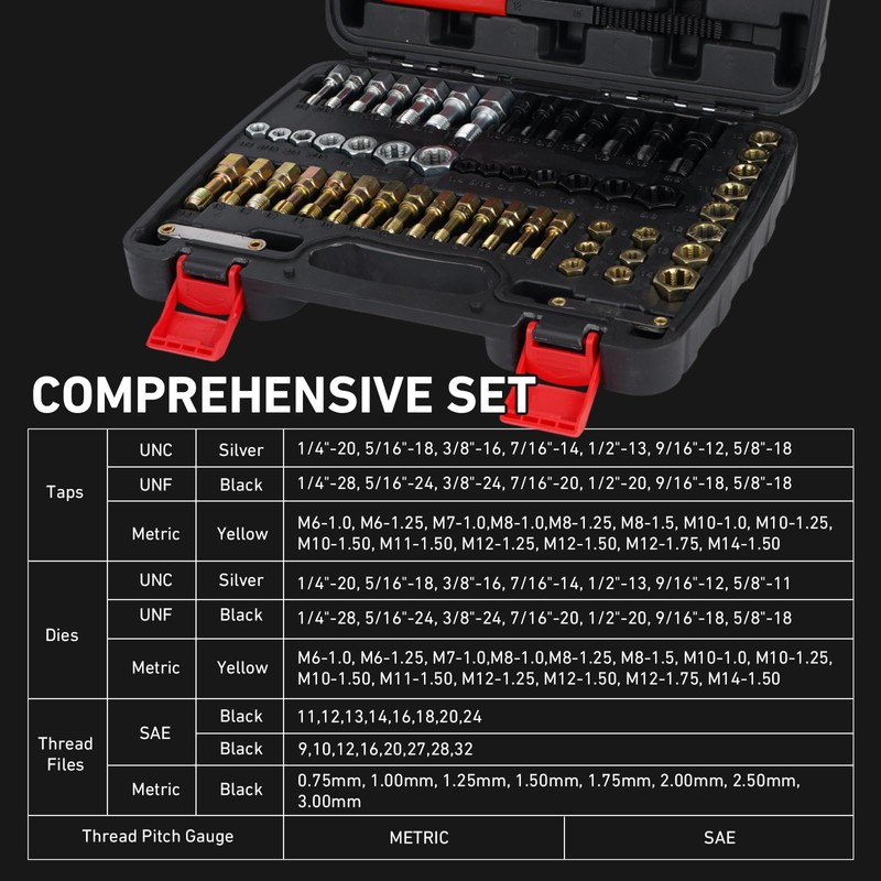 Jurtmy 61Pcs Thread Restorer Kit, Rethread Repair Tool, UNC, UNF