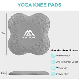 flintronic Yoga Knee Pad, 2 Pack Non-slip Yoga Mat, Yoga Support Pad, Sports Balance Pad, Comfortable Lightweight Support for Knees, Hands, Wrists, and Elbows- 20x20cm, with Black Resistance Band