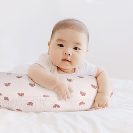 Winmany 2 Pack Muslin Nursing Pillow Covers Soft Cotton Newborn Breastfeeding Pillow Cover Baby Removable Feeding Pillow Slipcover for Boys Girls (Orange + Rainbow)