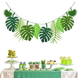 Tropical Leaf Banner, Hawaii Luau Party Birthday Decor Banner Palm Leaves Banner Decor Summer Jungle Theme Party Decorations Wedding