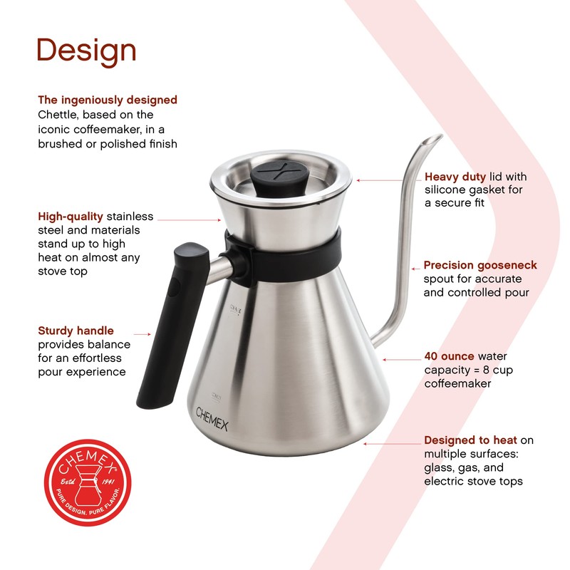 Chemex - Stainless Steel Gooseneck Chettle - Brushed