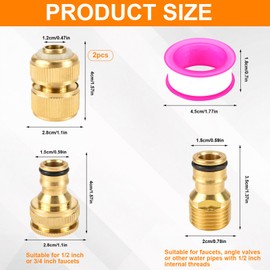 KXVXXV Brass Hose Connector for 1/2 Inch Hose Connection 1/2 Inch Hose Coupling Brass Garden Hose Connector Tap Hose Connection Garden Hose Connection Pack of 4