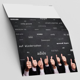 A4 XXL Farewell Card Thumbs High – Multi-Language with Envelope – Folding Card for Colleagues on Retirement Pension Maternity Protection Retirement Card from BREITENWERK