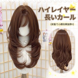 Hanzhuo Wig, Long, Curly Hair, Wavy, Layered Cut, Full Wig, Lolita, Cosplay, Everyday Use, Natural, No Barre, Women, Cute Wig, Thin Face, Popular, Heat Resistant Wig