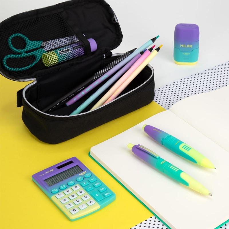 Milan Sunset Oval Pencil Case - Black