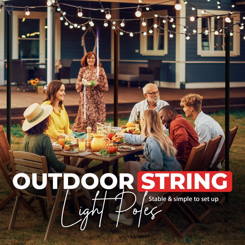 Utopia Home String Light Poles Circle, 9FT Light Poles for