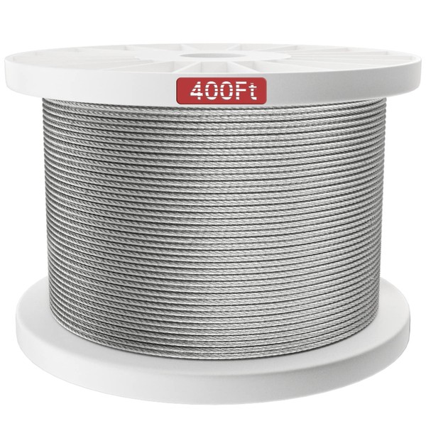 Muzata 400ft 1/8" Wire Rope T316 Stainless Steel Marine Grade