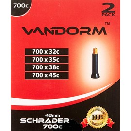 2x Sunchase 700x35/43c Bicycle Inner Tubes with Schrader Valve (Car Type Valve),Black