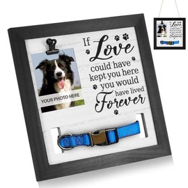 Pet Memorial Picture Frame 9-Inch, Wooden Dog Cat Photo Frame with Stand, 3D Display Memorial Photo Frames, Pet Remembrance Gift for Dog Cat Loss, Sympathy Keepsake for Tabletop Use (Black2)