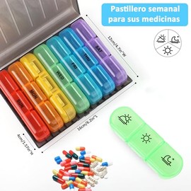 RUISTLI Pastillero,Pastillero Semanal Mini de Viaje,Pastilleros para Medicamentos Organizador de Pastillas,Caja para Bonitos Grande,3 Tomas*7 Días un Total de 21 Casillas sin Cortador Pastillas(Cáscara negra)