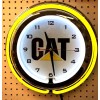 CAT 15" Caterpillar Cat Sign Yellow Double Neon Clock