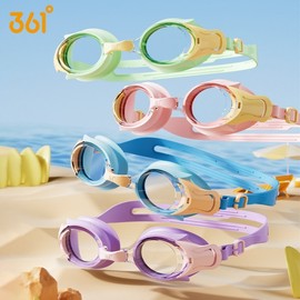 361 Kids' Professional High-Definition Waterproof Anti-Fog Swimming Goggles for Boys and Girls Swimming Verdant Green 10ea