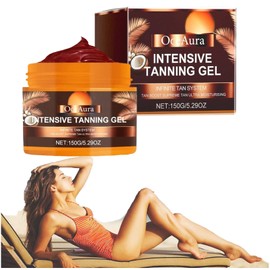 Oce Aura Intensive Tanning Gel, Oce Aura Golden Shimmer Intensive Tanning Cream, Intensive Tanning Gel - Instant Tan Enhancer, Water-Resistant With Carrot And Coconut Oil, 5.29 Fl Oz (1pcs)