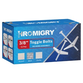 HROMIGRY 3/8"x4" Toggle Bolts (12 Pcs) 3/8 inch Wall Anchors for Drywall Heavy Duty, Butterfly Anchor Bolt for Hollow Wall, Sheetrock, Ceiling