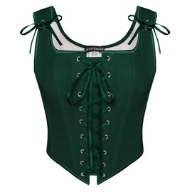Scarlet Darkness Plus Size Renaissance Bustier Tops for Women Corset Tops Overbust Bustier Bodice Deep Green Size 16