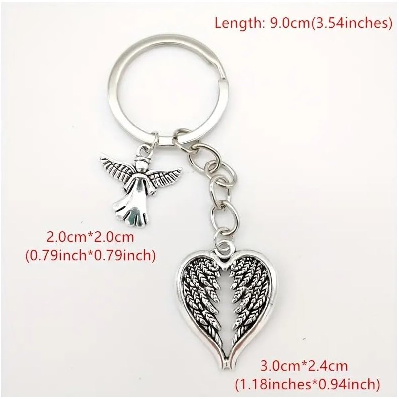 Guardian Angel Wings Keychain keyring- Heart Shaped
