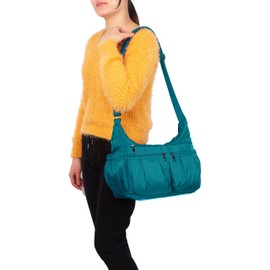 VOLGANIK ROCK Crossbody Purses for Women Shoulder Handbags Lightweight Waterproof Nylon Travel Bag Ladies Pocketbooks(Lake Blue-Large)