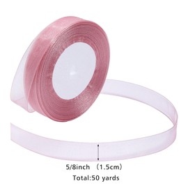 Loomesh Rose Gold Ribbon for Gift Wrapping 5/8 inch Sheer Organza Ribbon for Flower Bouquet Tulle Chiffon Ribbons for Wedding Invitations Christmas Decorations Crafts 50 Yards