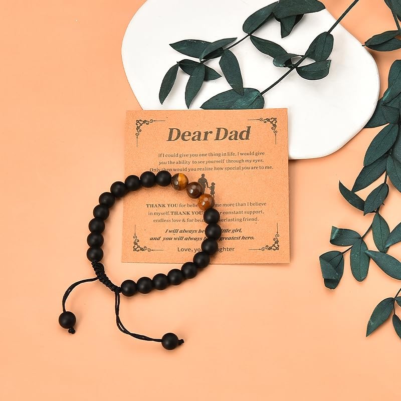 Christmas Bdy Bracelet for Best Dad - Natural Stone Men's