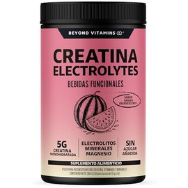 BEYOND VITAMINS Creatina Monohidratada con Electrolitos y Ciclodextrina para Mejor Absorción e Hidratación | Bebida Efervescente con Vitaminas y Minerales | Sin Azúcar | 30 Porciones (Sandía)