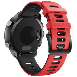 NotoCity for Vivoactive 5 Watch Bands/Vivoactive 3 Watch Bands,Galaxy Watch 4/Watch 5/Active 2,20mm Silicone Replacement Band for Forerunner 245/645 Smartwatch(red-black)